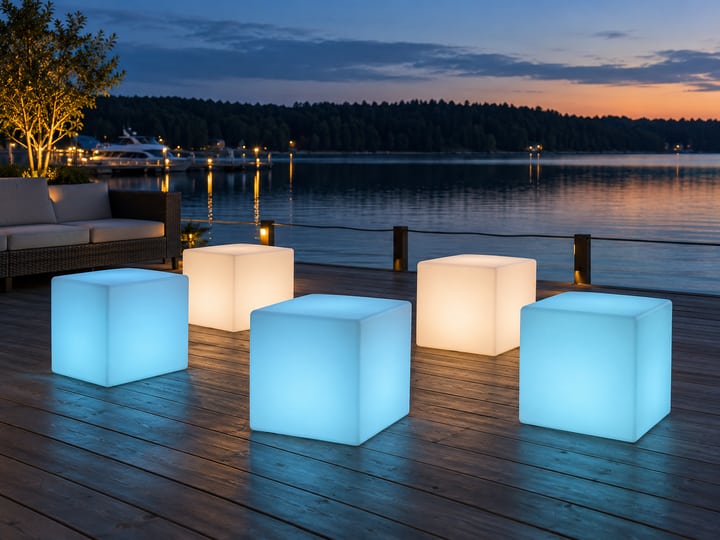 Светящиеся LED-кубы — вариант для корпоратива у воды